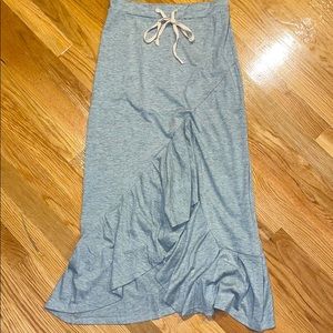 Grey Wrap Style Midi Skirt